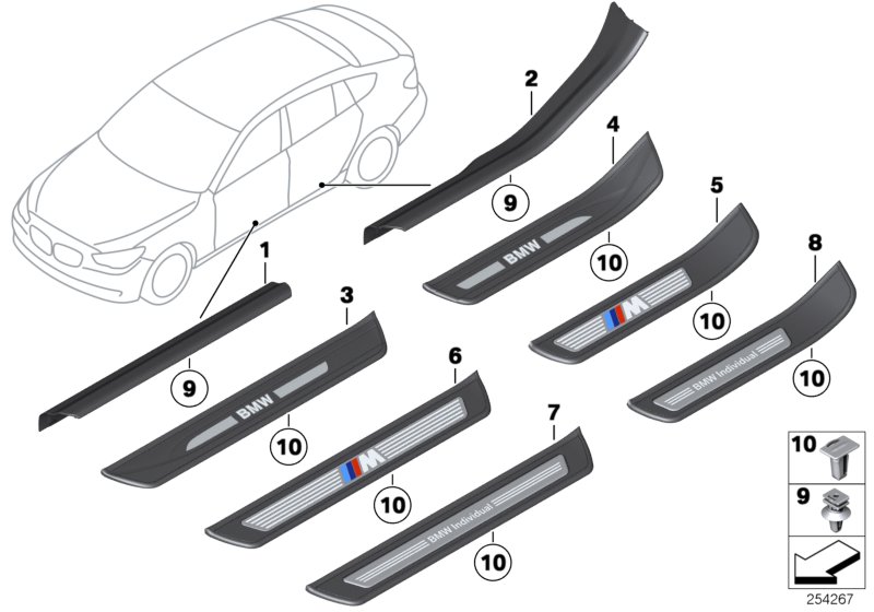 Genuine BMW 51479167364 Cover Molding, Sill, Inner Front Right SCHWARZ (Inc. 530dX, 550iX & 535dX) | ML Performance UK Car Parts