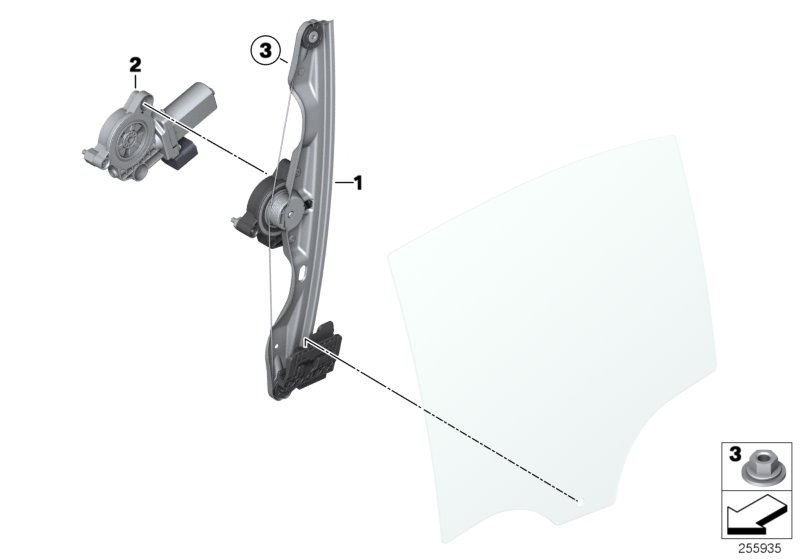 Genuine BMW 51357281887 F31 F30 F80 Window Lifter Without Motor, Rear Left (Inc. 320d ed, 318d & 330d) | ML Performance UK Car Parts