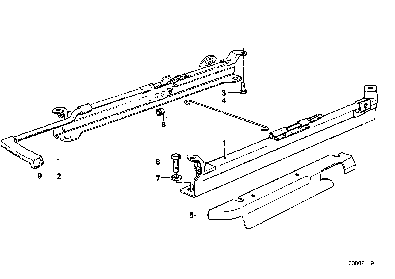 Genuine BMW 52101873552 E24 E12 E23 Seat Rail Inner Right (Inc. 535i, M535i & 633CSi) | ML Performance UK Car Parts