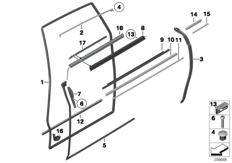 Genuine BMW 51227040761 RR1 RR1 Door Weatherstrip Rear Left (Inc. Phantom) | ML Performance UK Car Parts