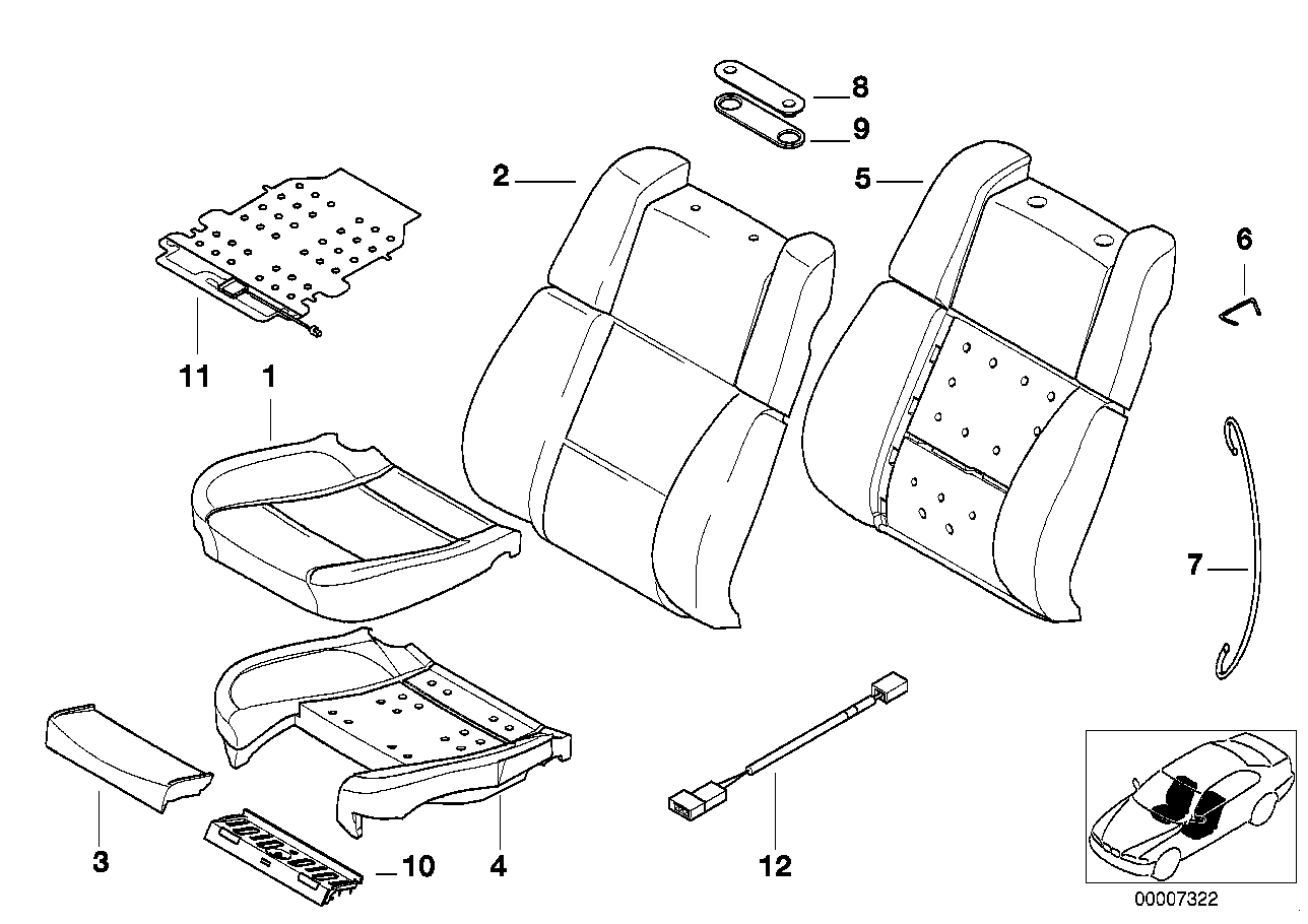 Genuine BMW 52108162302 E38 Pad Seat Backrest (Inc. 740i, 728iL & 750i) | ML Performance UK Car Parts