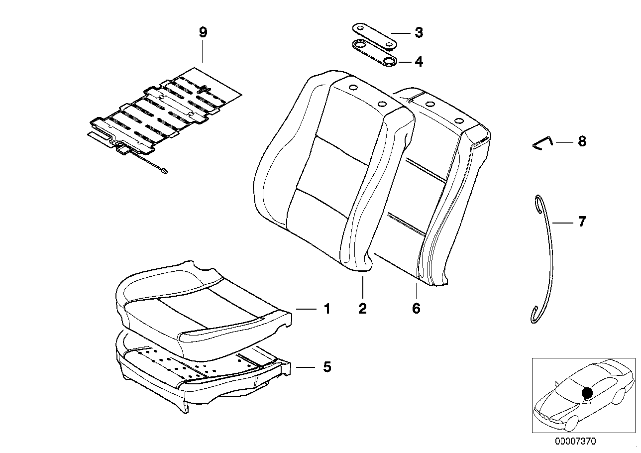 Genuine BMW 52108253741 E39 E38 Cover Backrest, Leather N6TT,N8TT GRAU (Inc. 730d, 740iLP & 523i) | ML Performance UK Car Parts