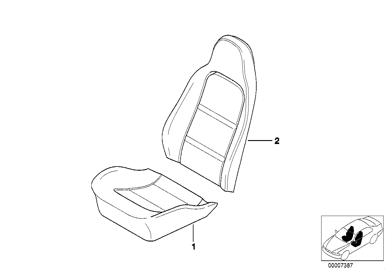 Genuine BMW 52108411353 E36 Left Backrest Upholstery Q2SW,Q3SW SCHW. (Inc. Z3 2.0, Z3 2.5 & Z3 1.8) | ML Performance UK Car Parts