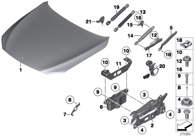 Genuine BMW 51237201279 Bracket Gas Press.Spring Left (Inc. Alpina B7X, 740d & 750iX) | ML Performance UK Car Parts