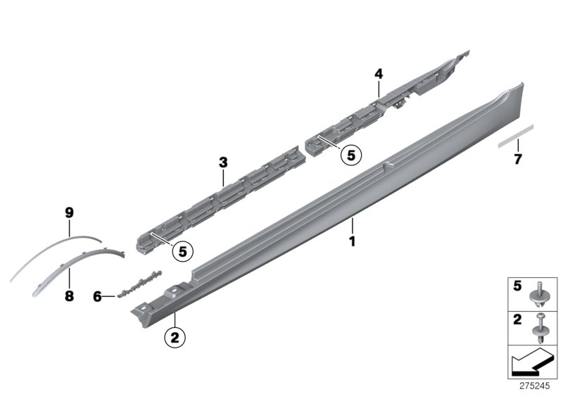 Genuine BMW 51778048686 F10 F11 Door Sill Cover, Primed Right M (Inc. 528iX, 520d & 530i) | ML Performance UK Car Parts