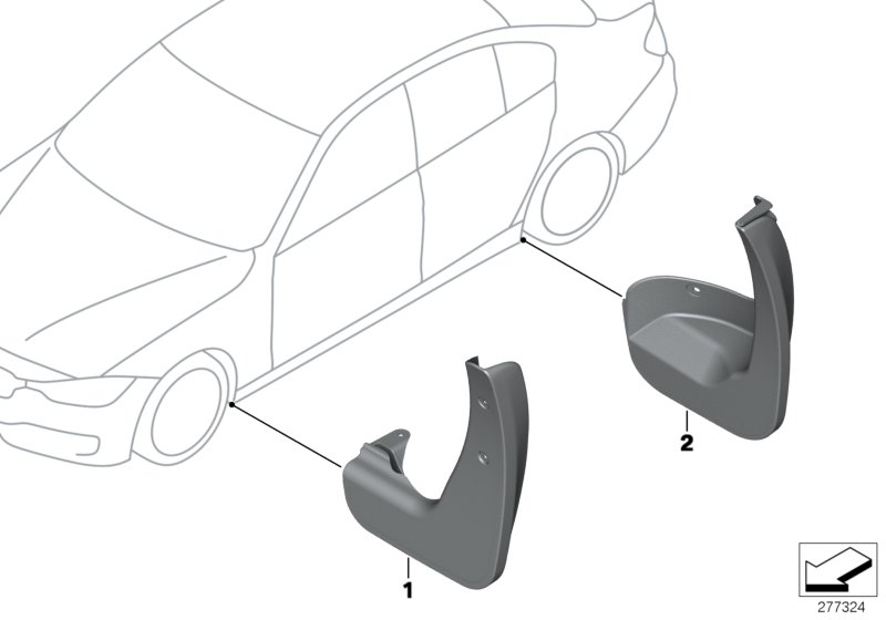 Genuine BMW 82162218983 F30 F31 Set Mud Flaps, Front F30/F31 (Inc. 328d, 330i & 320d ed) | ML Performance UK Car Parts