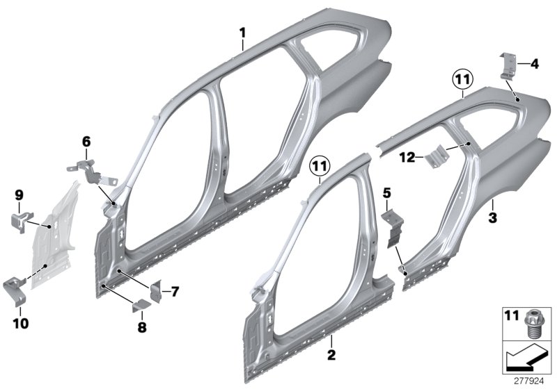 Genuine BMW 41217298198 Reinforcement Plate, D-Pillar, Right (Inc. 318dX, 318d & 328dX) | ML Performance UK Car Parts