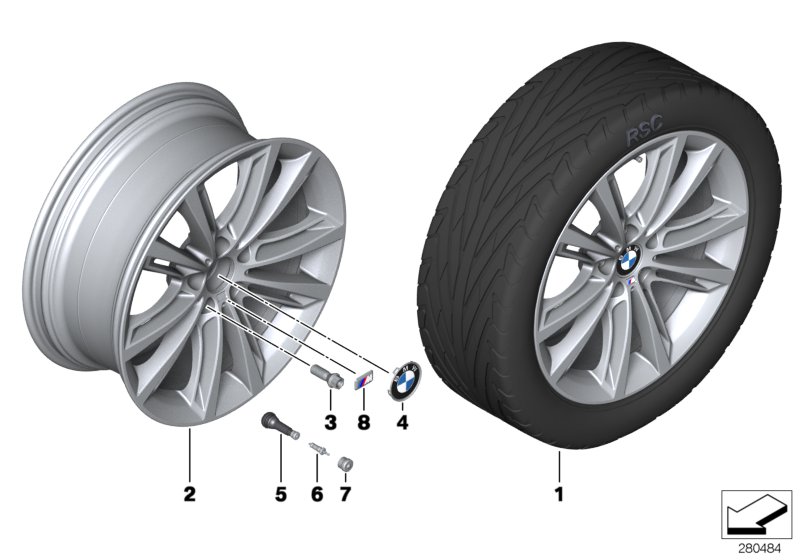 Genuine BMW 36116854560 Disk Wheel, Light-Alloy, Liquid Black 8 1/2JX20 ET:33 (Inc. 528iX, 650iX 4.4 & 535iX) | ML Performance UK Car Parts