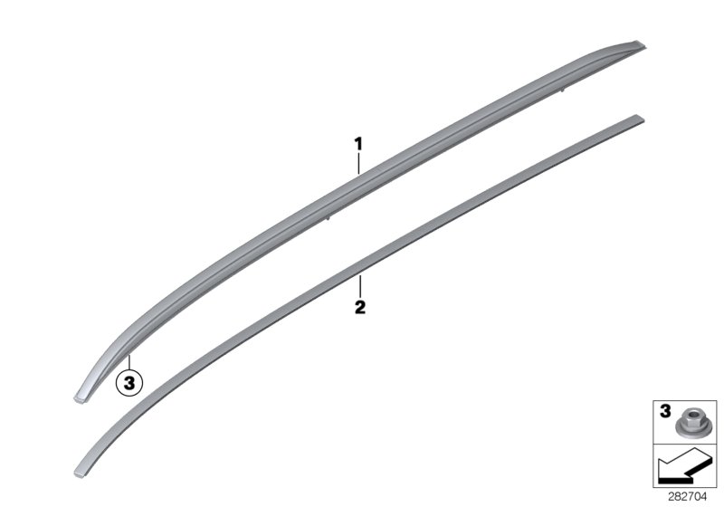 Genuine BMW 51137316517 Roof Railing, Left ALU SATINIERT (Inc. 318dX, 325d & 328iX) | ML Performance UK Car Parts