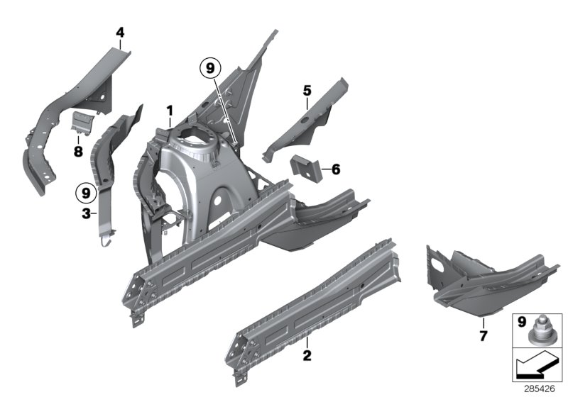 Genuine BMW 41107267025 F25 F26 Supporting Strut,Whl House, Interior Lft (Inc. X3) | ML Performance UK Car Parts