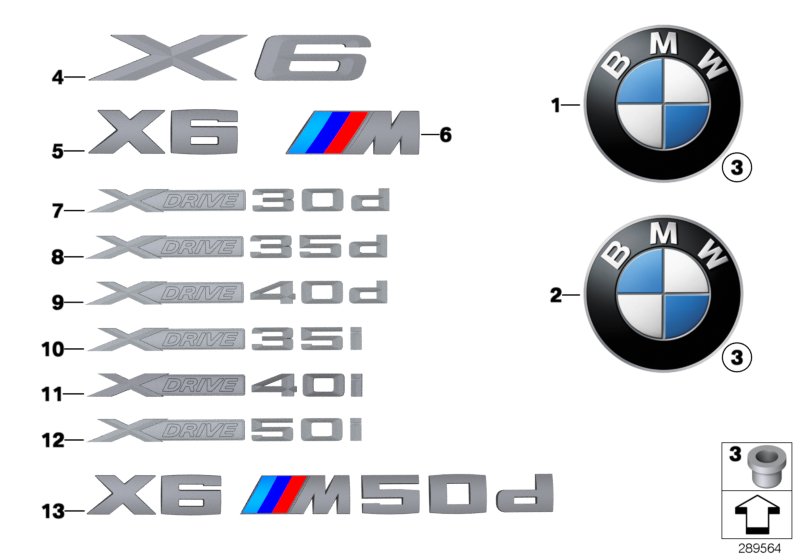 Genuine BMW 51147196556 E71 E72 Label X6 (Inc. Hybrid X6 & X6) | ML Performance UK Car Parts