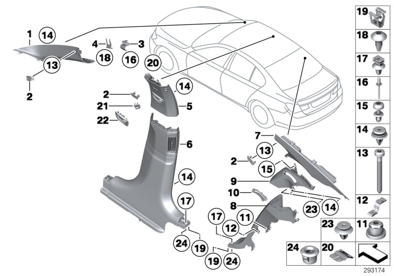 Genuine BMW 51437903780 Right Column A Cover ANTHRAZIT (Inc. 740dX, 750iX & 740Li) | ML Performance UK Car Parts