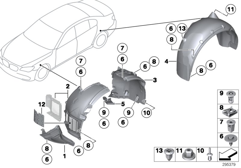 Genuine BMW 51717302378 F02 F01 F03 Wheel Arch Cover, Front Section, Rgt Frt (Inc. 750dX, 750Li & 730dX) | ML Performance UK Car Parts