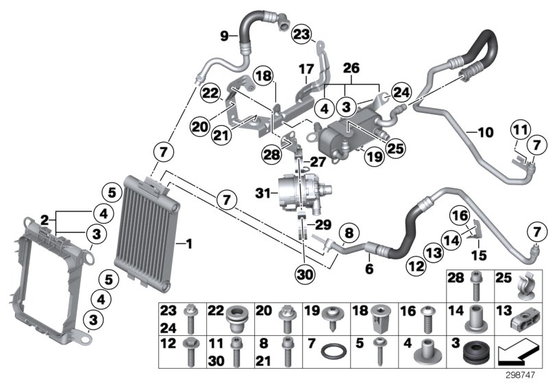 Genuine BMW 17227639643 F30 F32 Oil Cooling Pipe Inlet (Inc. 435iX, M235i & 435i) | ML Performance UK Car Parts