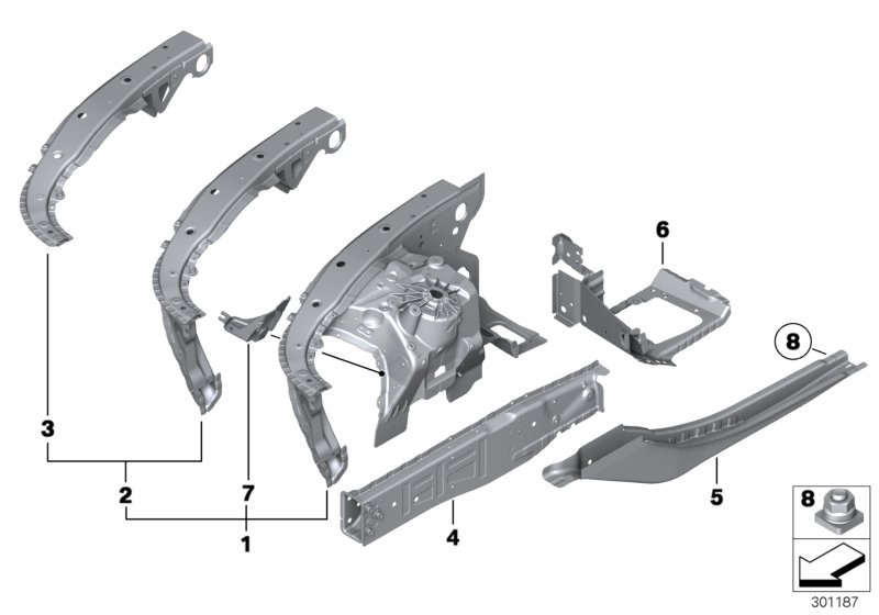 Genuine BMW 41107261464 F11 F12 F06 Support Bracket W/O Vin Wheelhousing F R BASIS (Inc. ALPINA B6, 520d & 640i) | ML Performance UK Car Parts