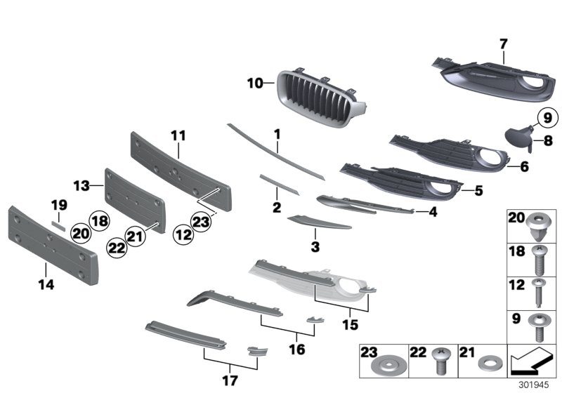 Genuine BMW 51117255367 Open Grid, Left (Inc. 335i, 330dX & 330d) | ML Performance UK Car Parts