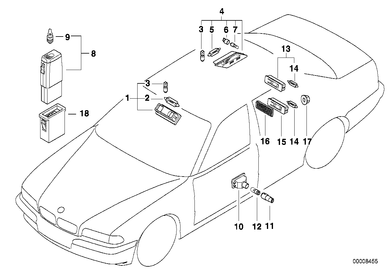 Genuine BMW 63311383055 E36 E38 E31 Interior Light (Inc. 850Ci, 730iL & 740iL) | ML Performance UK Car Parts