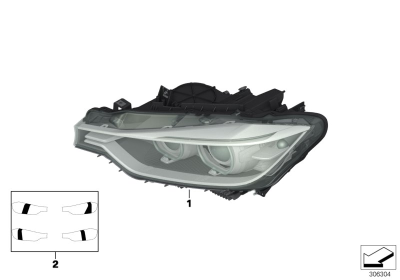 Genuine BMW 63117338707 F30 F31 Bi-Xenon Headlight Akl, Left (Inc. 320i, Hybrid 3 & 328dX) | ML Performance UK Car Parts