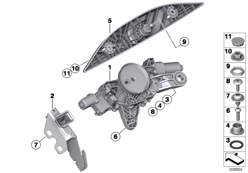 Genuine BMW 67637311415 F31 F11 Rear Window Wiper Motor (Inc. 320dX, 535dX & 330d) | ML Performance UK Car Parts