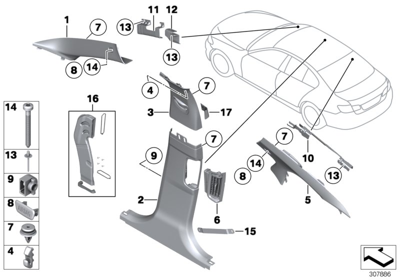 Genuine BMW 51438038170 Right Column A Cover ANTHRAZIT (Inc. 530i, M5 & 523i) | ML Performance UK Car Parts