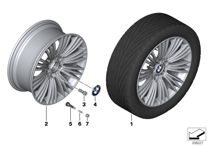 Genuine BMW 36106854680 Gloss-Turned Light Alloy Rim 9JX19 ET:42 (Inc. 335dX, 335i & 330d) | ML Performance UK Car Parts