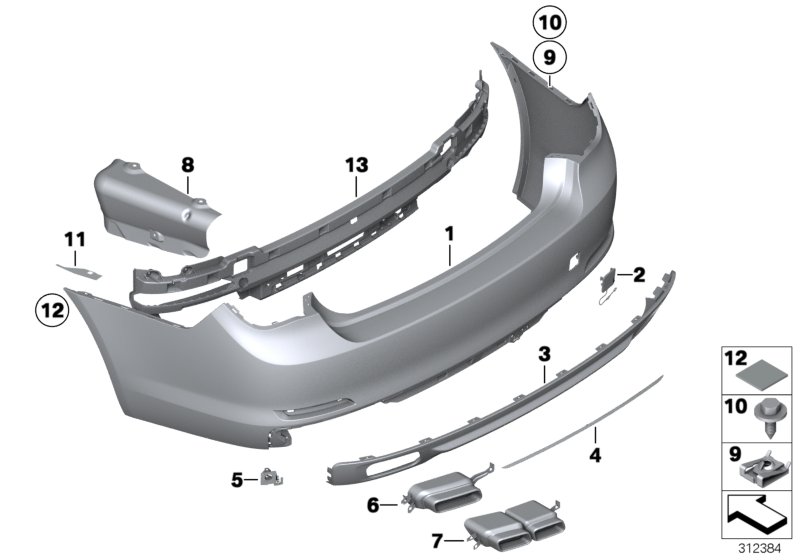 Genuine BMW 51127209926 Bumper Trim Panel, Primed, Rear PDC (Inc. 740i, 760Li & 730Li) | ML Performance UK Car Parts