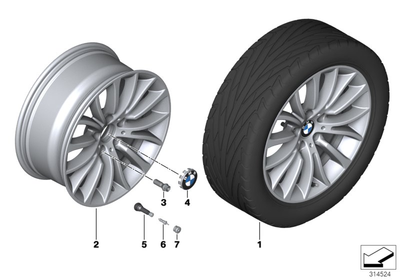 Genuine BMW 36116857668 F13 Gloss-Turned Light Alloy Rim 8JX18 ET:30 (Inc. 525d, 520dX & 550i) | ML Performance UK Car Parts