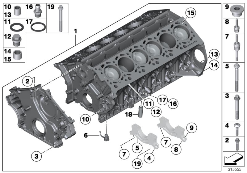 Genuine BMW 11112158047 F01 F03 Engine Block With Piston (Inc. 760LiS, 760i & 760Li) | ML Performance UK Car Parts