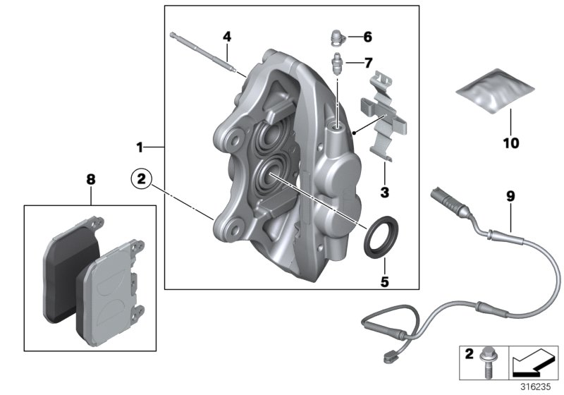 Genuine BMW 34116799465 F22 F33 F34 Caliper Housing Left (Inc. 218i, 328i & 320dX) | ML Performance UK Car Parts