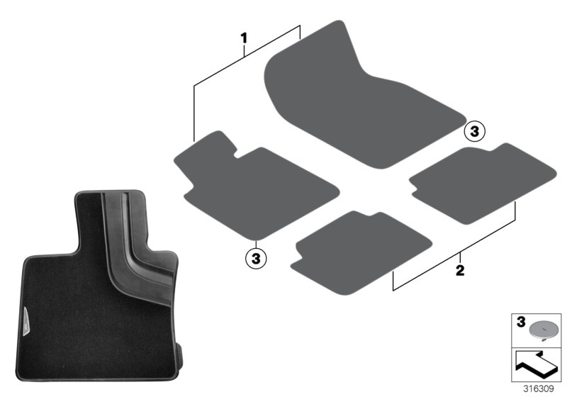 Genuine BMW 51472288261 F16 Floor Mats, Textile, Rear (Inc. X6) | ML Performance UK Car Parts