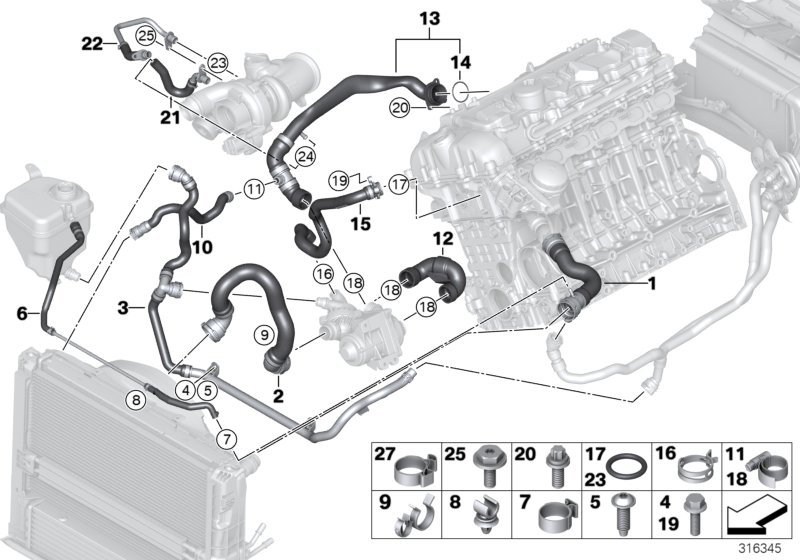 Genuine BMW 17127599452 E92 E90 E84 Venting Line Radiator Top Expansion tank (Inc. 335xi, 335i & 135i) | ML Performance UK Car Parts