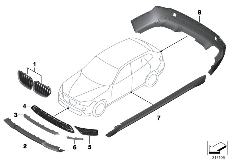 Genuine BMW 51127345041 E84 Trim Panel, Bumper, Rear, Bottom X-LINE/PDC (Inc. X1 25dX, X1 20iX & X1 18d) | ML Performance UK Car Parts