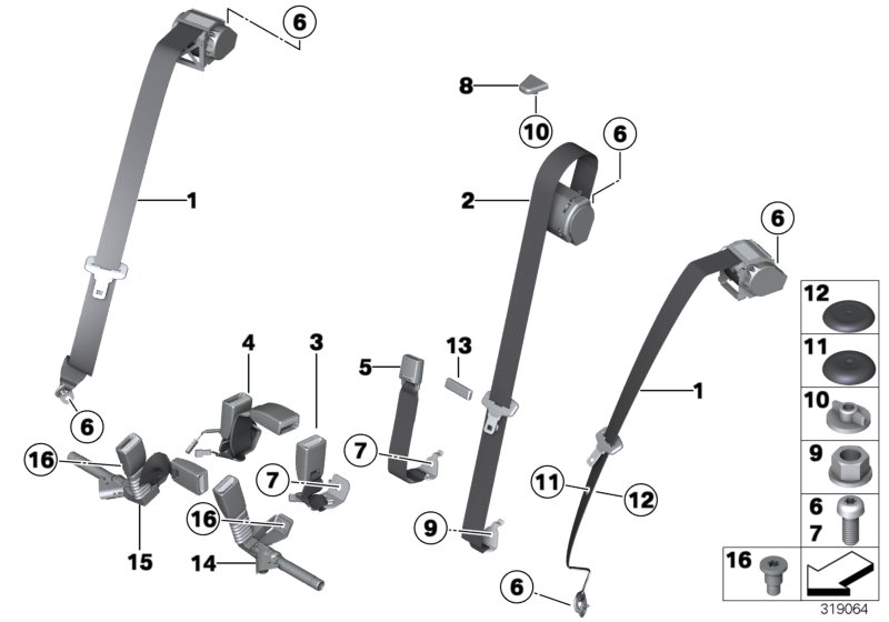 Genuine BMW 72117345314 F34 Lower Belt, Rear Center And Right (Inc. 330dX, 335i & 335dX) | ML Performance UK Car Parts