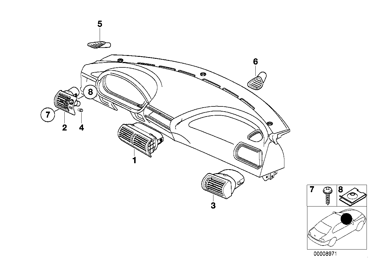 Genuine BMW 64222491580 E36 Fresh Air Grille Center EVERGREEN (Inc. Z3) | ML Performance UK Car Parts