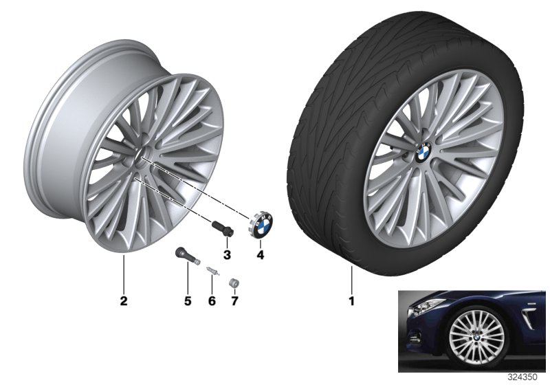 Genuine BMW 36116856219 F33 F36 F30 Gloss-Turned Light Alloy Rim 8,5JX19 ET:47 (Inc. 316i, 335dX & 425d) | ML Performance UK Car Parts