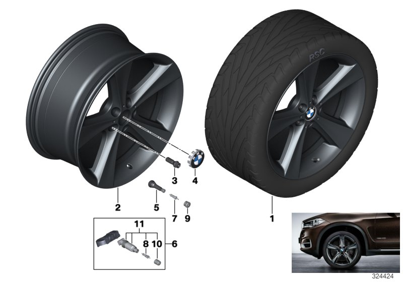 Genuine BMW 36116859426 F15 F16 Disk Wheel, Light-Alloy, Liquid Black 11 1/2JX21ET:38 (Inc. X5) | ML Performance UK Car Parts