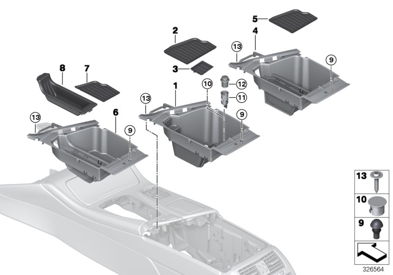 Genuine BMW 51169288722 F10 F11 Insert Mat, Storage Compartment, Front Left hand drive (Inc. Hybrid 5) | ML Performance UK Car Parts