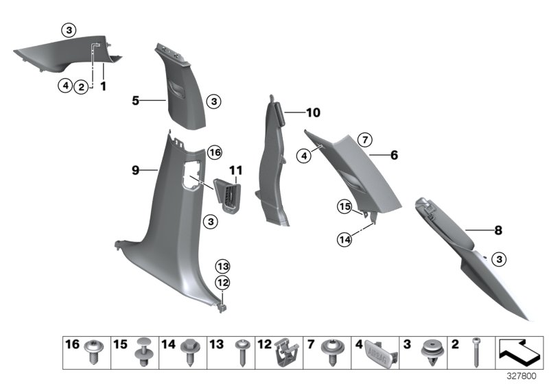 Genuine BMW 51437329388 F15 Right Column A Cover GRAU (Inc. X5 50iX 4.4, X5 35iX & X5 35i) | ML Performance UK Car Parts