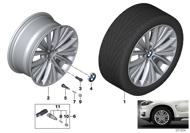 Genuine BMW 36116883124 F15 Disc Wheel, Light Alloy, Reflexsilber 9JX19 ET:48 (Inc. X5) | ML Performance UK Car Parts