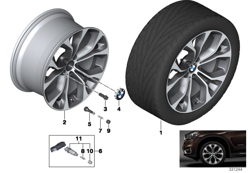 Genuine BMW 36116853960 F15 F16 Gloss-Turned Light Alloy Rim 11JX20 ET:37 (Inc. X5) | ML Performance UK Car Parts