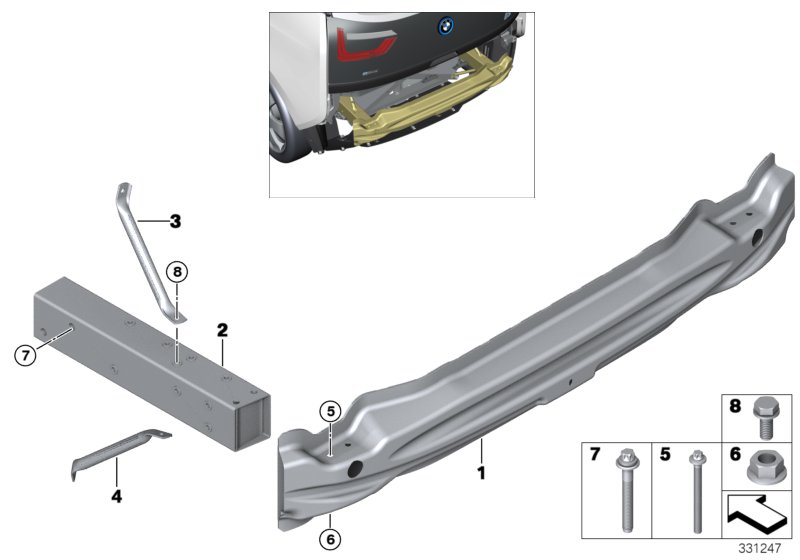 Genuine BMW 51127296780 Carrier, Bumper Rear (Inc. i3s 120Ah Rex, i3 120Ah & i3 60Ah) | ML Performance UK Car Parts