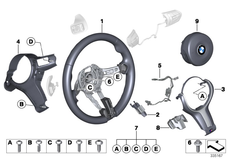 Genuine BMW 32307846029 F13 Decor Trim Cover, Steering Wheel M SPORTLENKRAD (Inc. M5, M2 Competition & M2) | ML Performance UK Car Parts