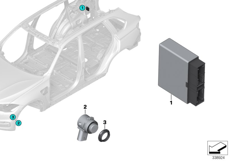 Genuine BMW 66208062277 F15 F25 Ultrasonic Sensor, Long Beach Blue WC16 (Inc. X3) | ML Performance UK Car Parts