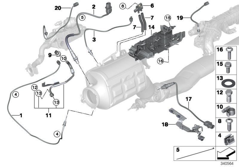 Genuine BMW 13628582663 F02 F15 F10 Temperature Sensor, Exhaust L=400mm (Inc. X5 35dX, 535d & 740LdX) | ML Performance UK Car Parts