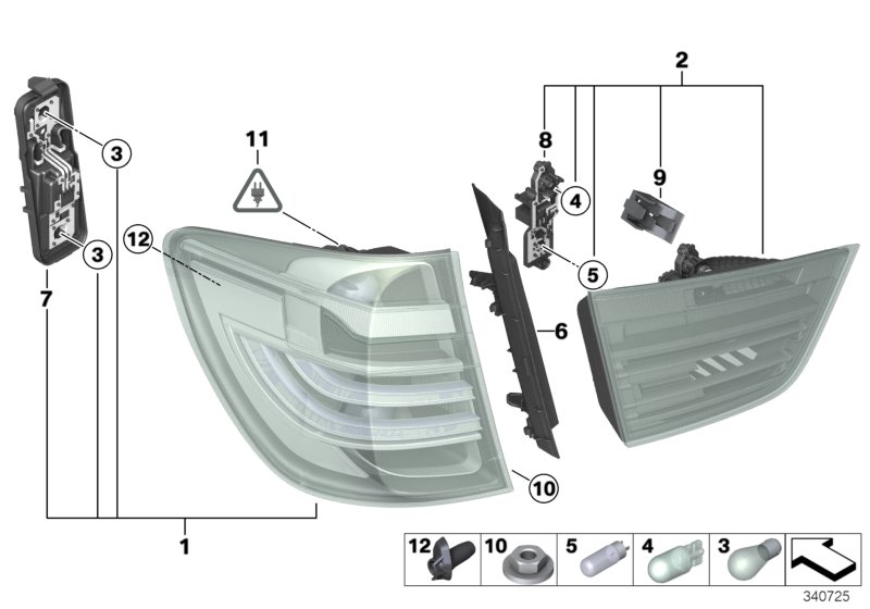 Genuine BMW 63217220240 F25 Rear Light In The Side Panel, Right (Inc. X3) | ML Performance UK Car Parts