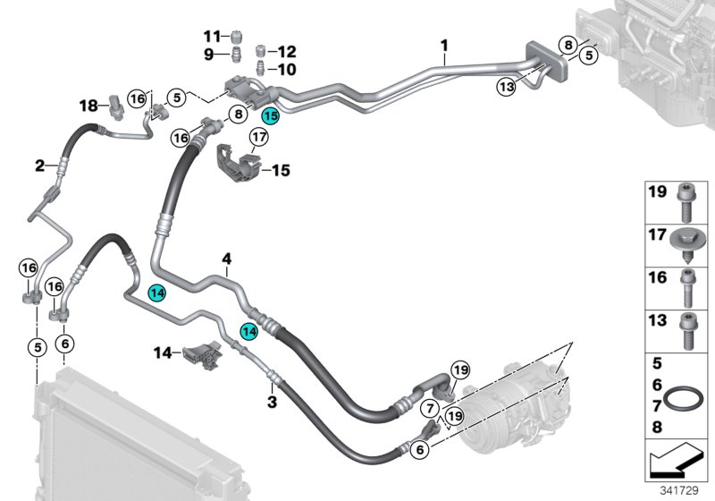 Genuine BMW 64509252992 F15 F16 Suction Pipe Evaporator-Compressor R134A (Inc. X6 40dX, X5 40dX & X5 30dX) | ML Performance UK Car Parts