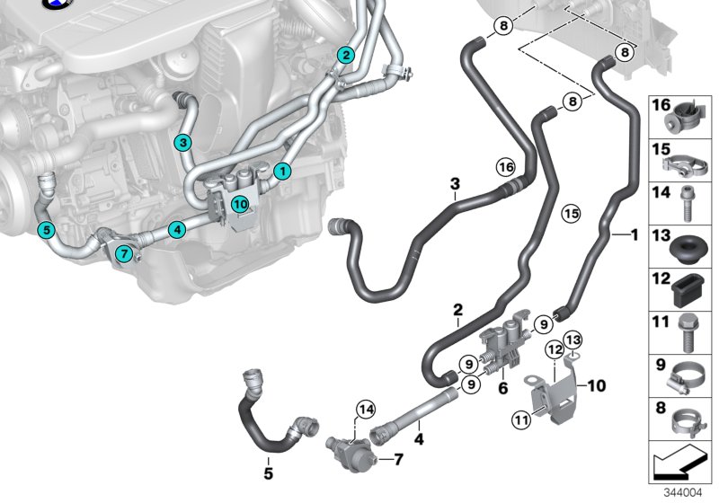 Genuine BMW 64219282264 F15 F16 Coolant Hose, Supply Aux. coolant pump - radiator supply line (Inc. X6 30dX & X5) | ML Performance UK Car Parts