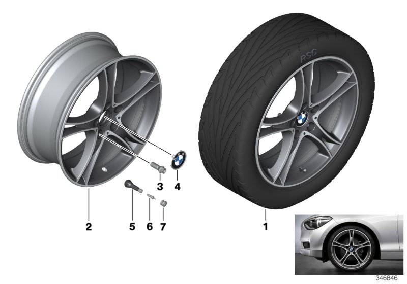 Genuine BMW 36116854612 F31 F30 Light Alloy Rim, Black 8,5JX20 ET:47 (Inc. 320dX, 325d & 440i) | ML Performance UK Car Parts