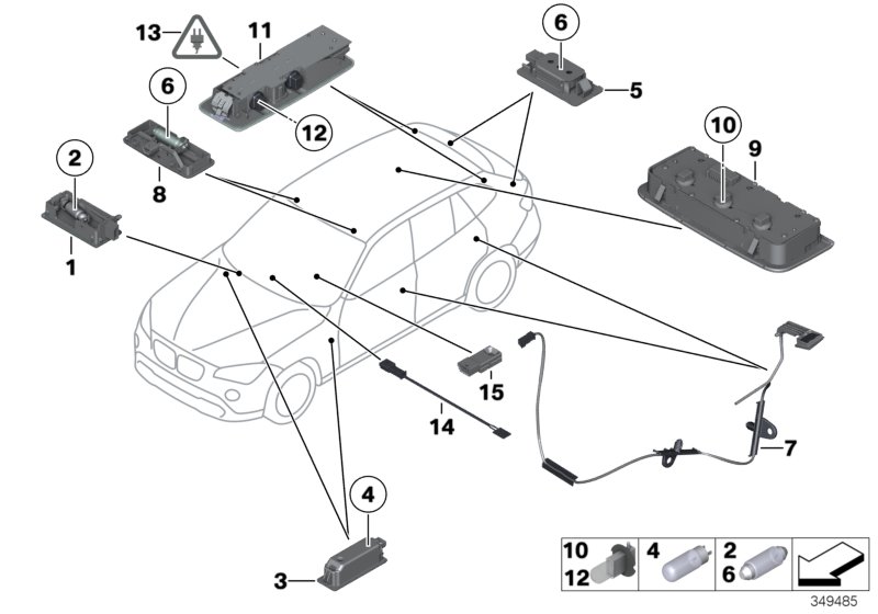 Genuine BMW 63319202919 E84 Interior Reading Light Rear Left ANTHRAZIT (Inc. X1) | ML Performance UK Car Parts