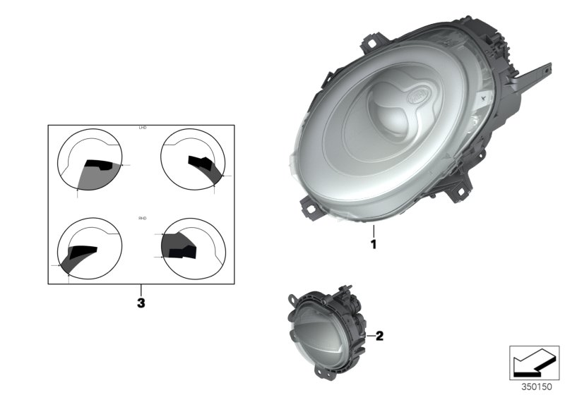 Genuine BMW 63117298267 F55 F56 Headlight Left, Turn Indicator Yellow (Inc. Cooper & Cooper S) | ML Performance UK Car Parts